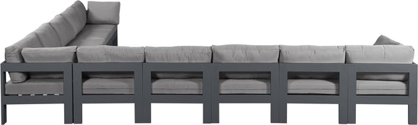 Meridian Furniture Nizuc Ten Piece Outdoor Modular Sectional with Water Resistant Fabric and Aluminum Frame 376Grey-Sec10A