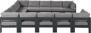 Meridian Furniture Nizuc 12 Piece Modular Outdoor Sectional with Aluminum Frame and All Weather Fabric 376Grey-Sec12A