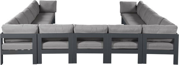 Meridian Furniture Nizuc 13 Piece Outdoor Modular Sectional Aluminum Frame Weather Resistant Patio Set 376Grey-Sec13A