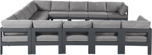 Meridian Furniture Nizuc 13 Piece Outdoor Modular Sectional Aluminum Frame Weather Resistant Patio Set 376Grey-Sec13A