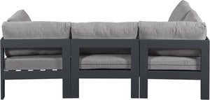 Meridian Furniture Nizuc 4 Piece Outdoor Modular Sectional with Water Resistant Fabric Patio Seating 376Grey-Sec4A