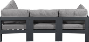Meridian Furniture Nizuc 4 Piece Outdoor Modular Sectional with Water Resistant Fabric Patio Seating 376Grey-Sec4A