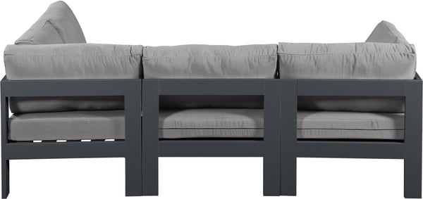 Meridian Furniture Nizuc 4 Piece Outdoor Modular Sectional with Water Resistant Fabric Patio Seating 376Grey-Sec4A