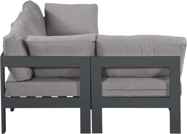 Meridian Furniture Nizuc 4 Piece Outdoor Modular Sectional with Water Resistant Fabric Patio Seating 376Grey-Sec4A