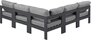Meridian Furniture Nizuc Five Piece Modular Outdoor Sectional with Uv Resistant Fabric Aluminum Frame 376Grey-Sec5A