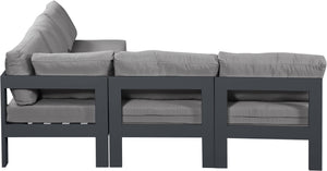 Meridian Furniture Nizuc Five Piece Modular Outdoor Sectional with Uv Resistant Fabric Aluminum Frame 376Grey-Sec5A