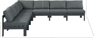 Nizuc Grey Water Resistant Fabric Outdoor Patio Modular Sectional 376Grey-Sec7A Meridian Furniture