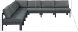 Nizuc Grey Water Resistant Fabric Outdoor Patio Modular Sectional 376Grey-Sec7A Meridian Furniture