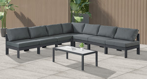 Nizuc Grey Water Resistant Fabric Outdoor Patio Modular Sectional 376Grey-Sec7A Meridian Furniture