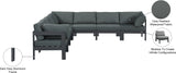 Nizuc Grey Water Resistant Fabric Outdoor Patio Modular Sectional 376Grey-Sec7B Meridian Furniture