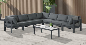 Nizuc Grey Water Resistant Fabric Outdoor Patio Modular Sectional 376Grey-Sec7B Meridian Furniture