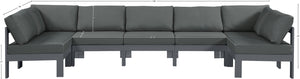 Nizuc Grey Water Resistant Fabric Outdoor Patio Modular Sectional 376Grey-Sec7C Meridian Furniture