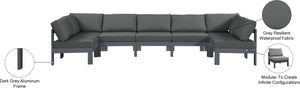 Nizuc Grey Water Resistant Fabric Outdoor Patio Modular Sectional 376Grey-Sec7C Meridian Furniture