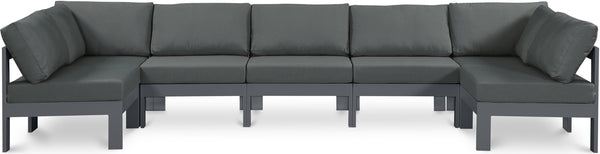 Nizuc Grey Water Resistant Fabric Outdoor Patio Modular Sectional 376Grey-Sec7C Meridian Furniture