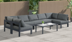 Nizuc Grey Water Resistant Fabric Outdoor Patio Modular Sectional 376Grey-Sec7C Meridian Furniture