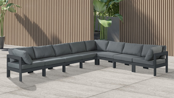 Nizuc Grey Water Resistant Fabric Outdoor Patio Modular Sectional 376Grey-Sec8A Meridian Furniture
