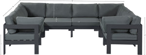 Nizuc Grey Water Resistant Fabric Outdoor Patio Modular Sectional 376Grey-Sec8B Meridian Furniture