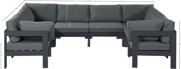 Nizuc Grey Water Resistant Fabric Outdoor Patio Modular Sectional 376Grey-Sec8B Meridian Furniture