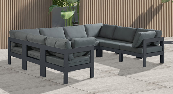 Nizuc Grey Water Resistant Fabric Outdoor Patio Modular Sectional 376Grey-Sec8B Meridian Furniture