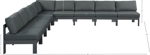 Nizuc Grey Water Resistant Fabric Outdoor Patio Modular Sectional 376Grey-Sec9A Meridian Furniture