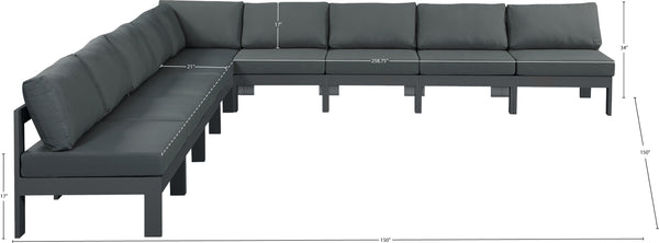 Nizuc Grey Water Resistant Fabric Outdoor Patio Modular Sectional 376Grey-Sec9A Meridian Furniture