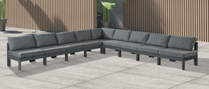Nizuc Grey Water Resistant Fabric Outdoor Patio Modular Sectional 376Grey-Sec9A Meridian Furniture