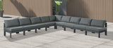 Nizuc Grey Water Resistant Fabric Outdoor Patio Modular Sectional 376Grey-Sec9A Meridian Furniture