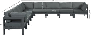 Nizuc Grey Water Resistant Fabric Outdoor Patio Modular Sectional 376Grey-Sec9B Meridian Furniture