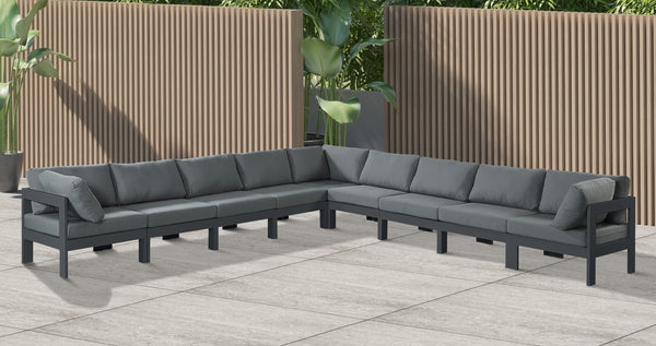 Nizuc Grey Water Resistant Fabric Outdoor Patio Modular Sectional 376Grey-Sec9B Meridian Furniture
