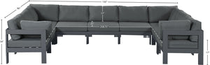 Nizuc Grey Water Resistant Fabric Outdoor Patio Modular Sectional 376Grey-Sec9C Meridian Furniture