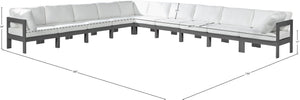 Meridian Furniture Nizuc Resort Style 10 Piece Modular Outdoor Sectional with Aluminum Frame 376White-Sec10A