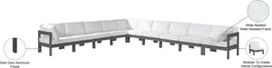 Meridian Furniture Nizuc Resort Style 10 Piece Modular Outdoor Sectional with Aluminum Frame 376White-Sec10A