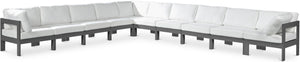 Meridian Furniture Nizuc Resort Style 10 Piece Modular Outdoor Sectional with Aluminum Frame 376White-Sec10A