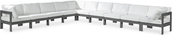 Meridian Furniture Nizuc Resort Style 10 Piece Modular Outdoor Sectional with Aluminum Frame 376White-Sec10A