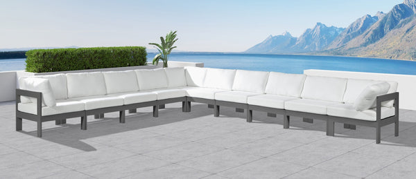 Meridian Furniture Nizuc Resort Style 10 Piece Modular Outdoor Sectional with Aluminum Frame 376White-Sec10A