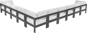 Meridian Furniture Nizuc Resort Style 10 Piece Modular Outdoor Sectional with Aluminum Frame 376White-Sec10A