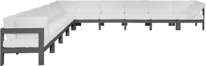 Meridian Furniture Nizuc Resort Style 10 Piece Modular Outdoor Sectional with Aluminum Frame 376White-Sec10A