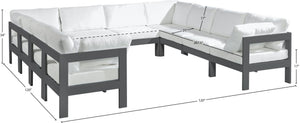Meridian Furniture Nizuc 10 Piece Outdoor Modular Sectional Aluminum Frame Water Resistant Patio Seating 376White-Sec10B