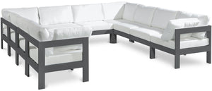 Meridian Furniture Nizuc 10 Piece Outdoor Modular Sectional Aluminum Frame Water Resistant Patio Seating 376White-Sec10B