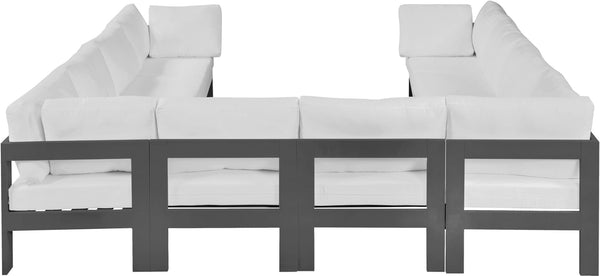 Meridian Furniture Nizuc 10 Piece Outdoor Modular Sectional Aluminum Frame Water Resistant Patio Seating 376White-Sec10B