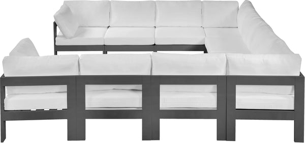 Meridian Furniture Nizuc 10 Piece Outdoor Modular Sectional Aluminum Frame Water Resistant Patio Seating 376White-Sec10B