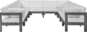 Meridian Furniture Nizuc 10 Piece Outdoor Modular Sectional Aluminum Frame Water Resistant Patio Seating 376White-Sec10B