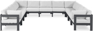 Meridian Furniture Nizuc 11 Piece Modular Outdoor Sectional with Aluminum Frame and Water Resistant Fabric 376White-Sec11A