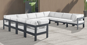 Meridian Furniture Nizuc 11 Piece Modular Outdoor Sectional with Aluminum Frame and Water Resistant Fabric 376White-Sec11A