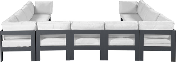 Meridian Furniture Nizuc 11 Piece Modular Outdoor Sectional with Aluminum Frame and Water Resistant Fabric 376White-Sec11A