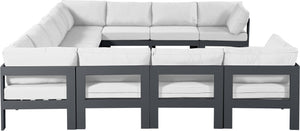 Meridian Furniture Nizuc 11 Piece Modular Outdoor Sectional with Aluminum Frame and Water Resistant Fabric 376White-Sec11A