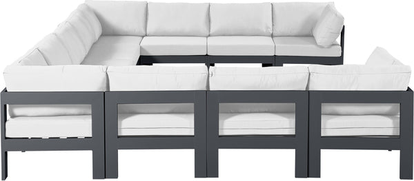 Meridian Furniture Nizuc 11 Piece Modular Outdoor Sectional with Aluminum Frame and Water Resistant Fabric 376White-Sec11A