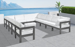 Meridian Furniture Nizuc 12 Piece Modular Outdoor Sectional White Fabric Aluminum Frame Patio Seating 376White-Sec12A