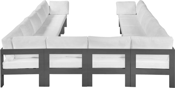 Meridian Furniture Nizuc 12 Piece Modular Outdoor Sectional White Fabric Aluminum Frame Patio Seating 376White-Sec12A