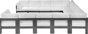 Meridian Furniture Nizuc 12 Piece Modular Outdoor Sectional White Fabric Aluminum Frame Patio Seating 376White-Sec12A